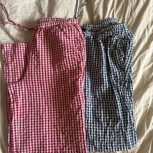 Women's Leisure Checkered Wide Leg Pants - Red and Blue NWOT